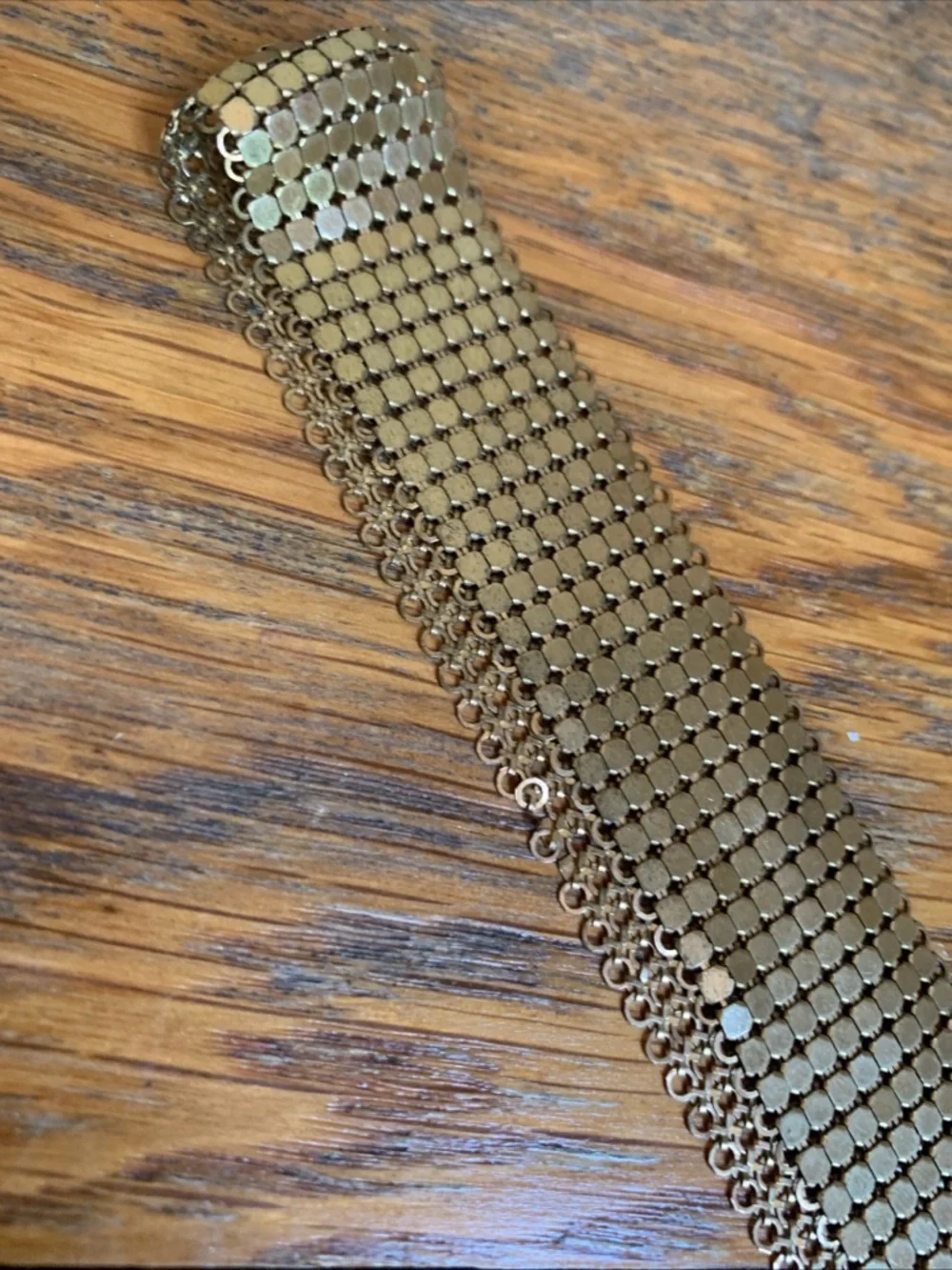 Vintage WHITING & DAVIS CO?? Brass METALLIC MESH BELT Disco Adjustable Festival